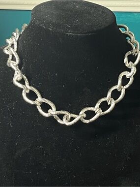 Vintage MONET Chunky Silver Tone Chain Necklace 1784